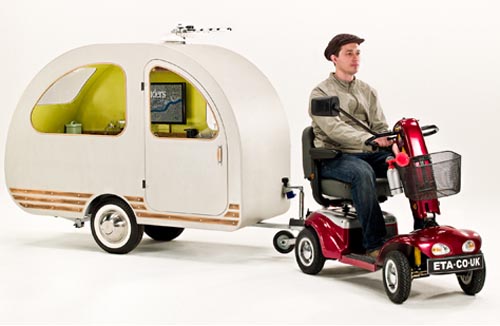 QTvan smallest towable caravan with motorized scooter padstyle.com
